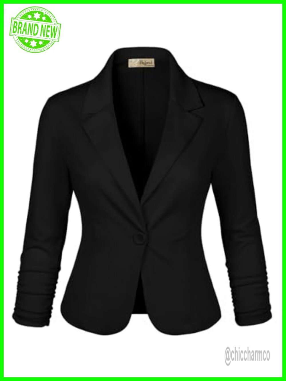 Womens Ponte Cardigan Blazer 3/4 Sleeve Notch Collar Single Button Business